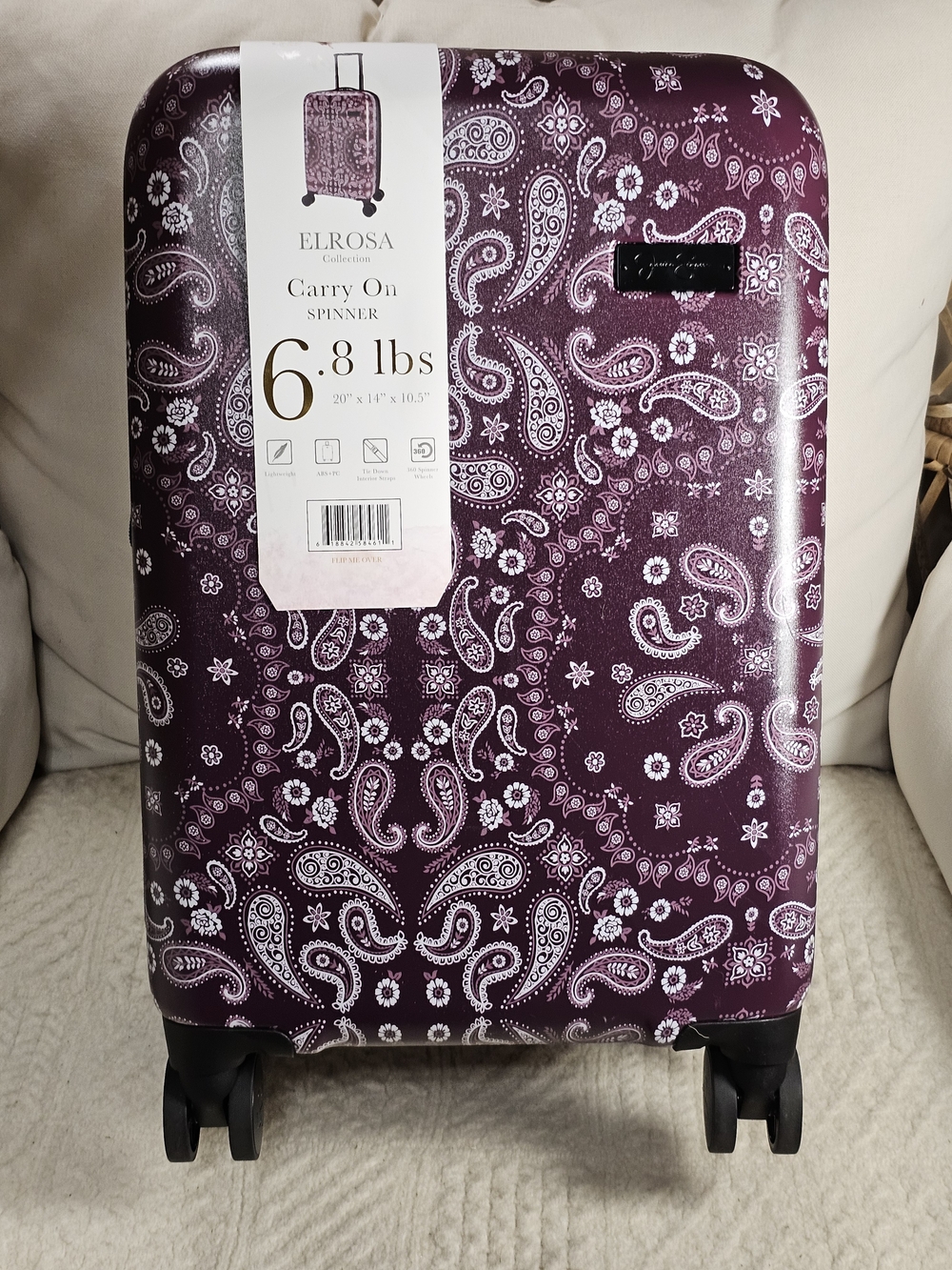 20" Purple Paisley Carry-On Spinner Luggage Suitcase By Jessica Simpson